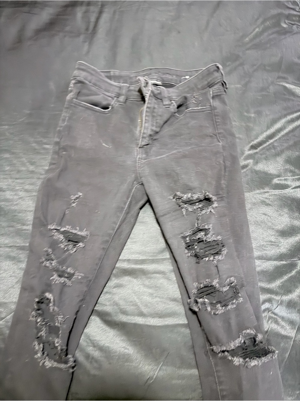 American Eagle Outfitters Black Distressed Skinny Jeans